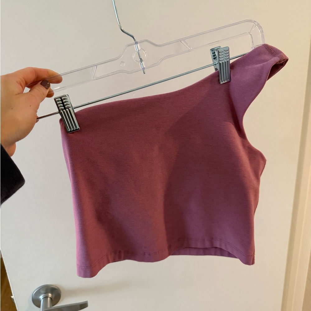 Beyond Yoga One-Shoulder Purple Crop Top